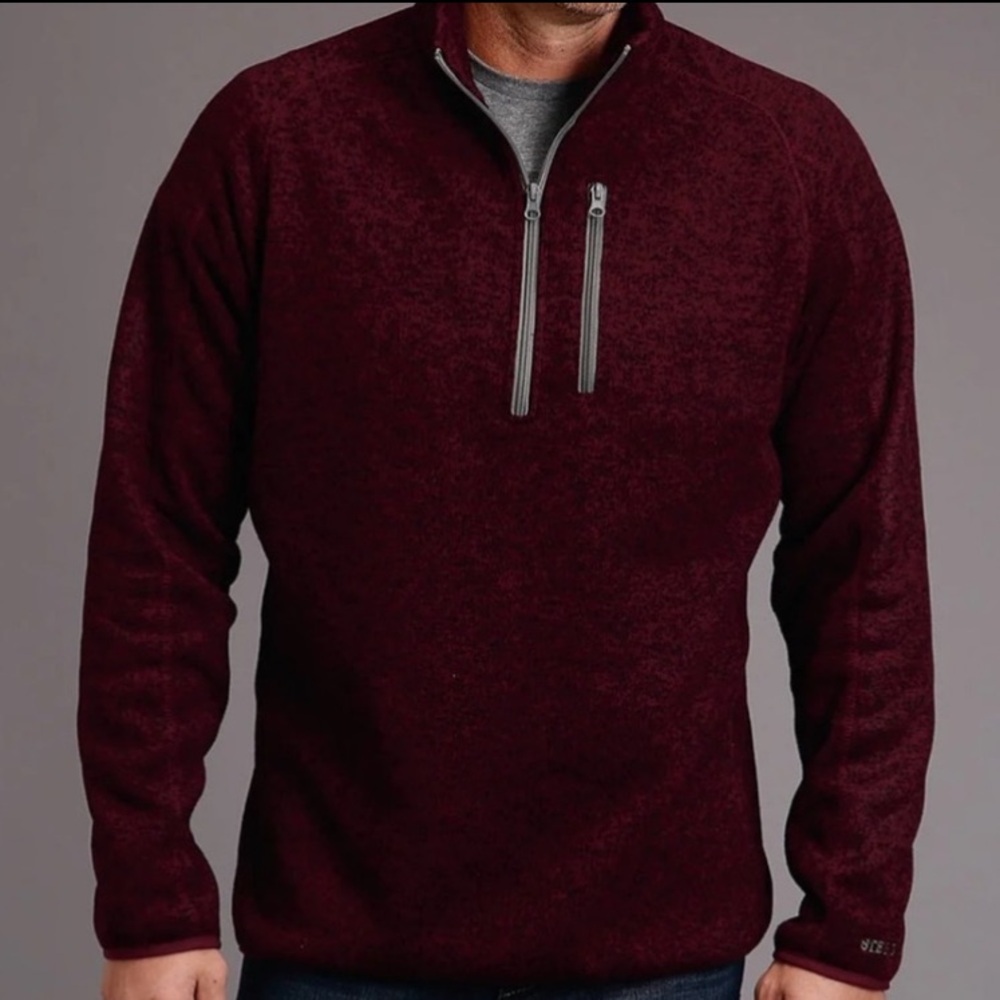 Stetson Men's Burgundy Rugged 1/4 Zip Sweater, 2XL